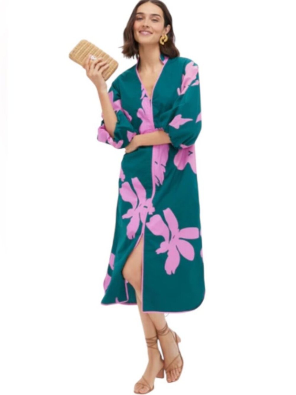 TUCKERNUCK | Arem Caftan - Hunter Green & Pink Floral